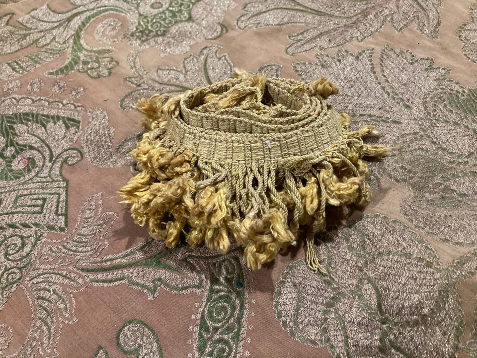 Borde de flecos amarillos vintage 19 con borlas - 47"" de largo - 3"" de ancho Foto 4 de 4