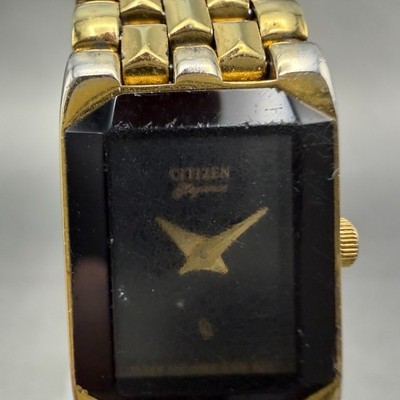 Citizen elegance ladies black dial gold tone dress watch NEW BATTERY Citizen CQ Elegance Tank Watch Women 15mm Black Dial Gold  main image 3