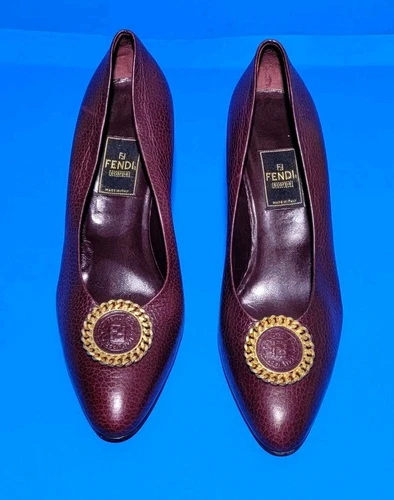 FENDI Scarpe decolte donna in pelle bordeaux taglia 37 1 2