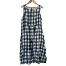 CABBAGES & ROSES Gingham Check Sleeveless Dress in Blue Women USED