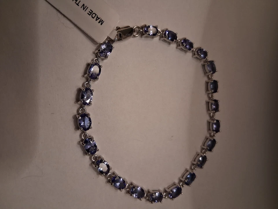 Pulsera de eslabones de tenis de tanzanita TLV en platino sobre plata de ley de 8 pulgadas Foto 2 de 4