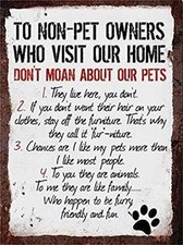 Rules to Non Pet Owners Dog Cat Lover Tin Metal Signs Home D cor 8x12