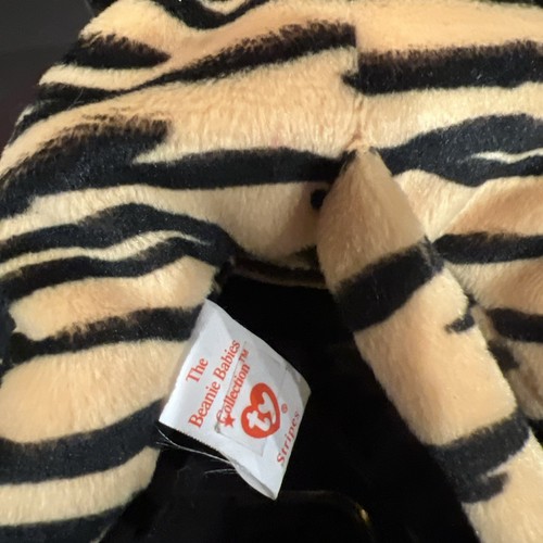 Retired TY Beanie Baby Stripes Tiger Wild Cat 1995 Style 4065 PVC Pellets - Picture 7 of 9