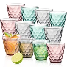 12 Pack Plastic Water Tumblers, 10 Oz Unbreakable Premium Drinking Glasses, S...