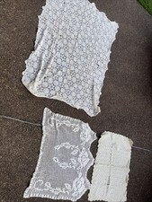 Vintage Handmade Macrame Knitting Lot 3 Pieces Need Cleaning