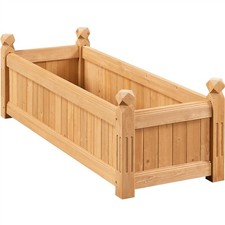 Image of Wooden Raised Garden Bed, Rectangular Garden Planter, Garden Planter Box Brown