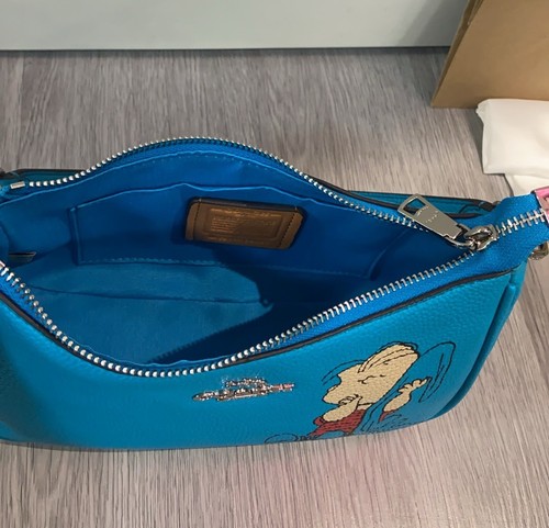 COACH CBM31 Teri Shoulder Bag Leather PEANUTS Limited Collaboration Linus Blue - Picture 8 of 9