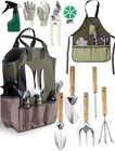 Gardening Tools Set 11 PCS, Heavy Duty Stainless Steel Garden Tool Kit with Larg