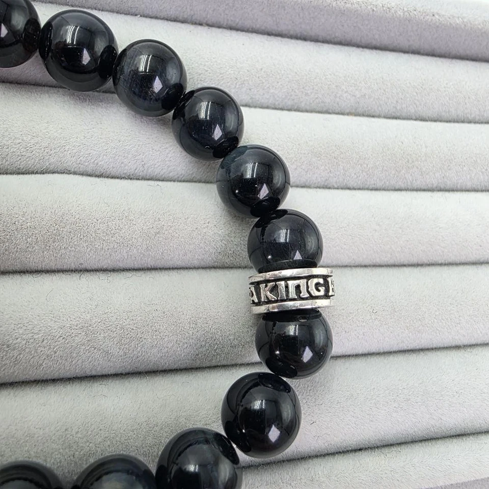 KING BABY Bracelet Cross SV925 Blue Tiger Eye USA #0626 - Image 4 of 4