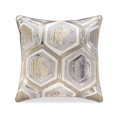 Meiling Gray Geometric Polyester 20 In. X 20 In. Throw Pillow (Set of 4)