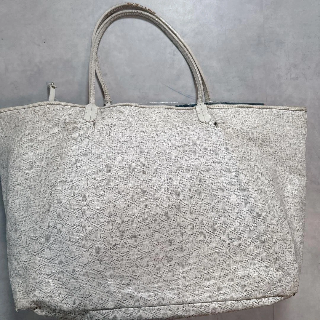 Rara borsa tote GOYARD Saint Louis bianca PVC pelle A4 conservazione usata condizioni