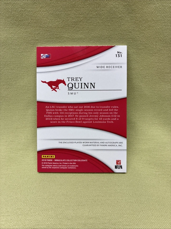 2018 Immaculate #131 Trey Quinn Rookie Patch Auto Washington Redskins /25🔥 - Image 2 of 2