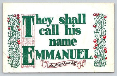 Knap Post Card 1909 Christmas Emmanuel St Matthew 1:23 Holly Religious