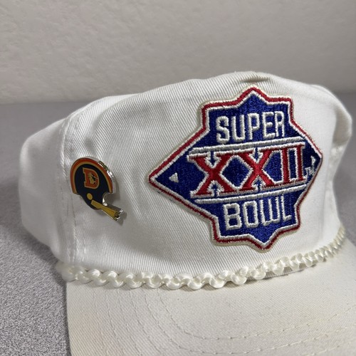 VTG Denver Broncos Hat Cap Snap Back Super Bowl XXII NFL Football White 80s 1988 - Picture 2 of 13