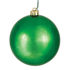 Vickerman N591204DSV Green Shiny UV Drilled Ball Ornament  4.75 in. - 4 per Bag