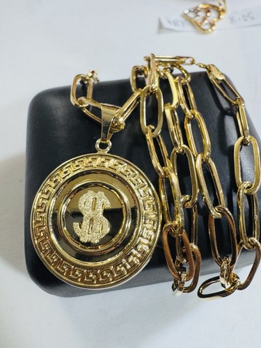 Pure 18K 750 Real Fine Yellow Gold Dollar Sign $ Necklace 18” Long 8.6g 5.5mm - Picture 16 of 24