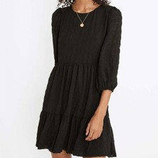 Madewell Puff Sleeve Ruffle-Hem Mini Dress - NEW