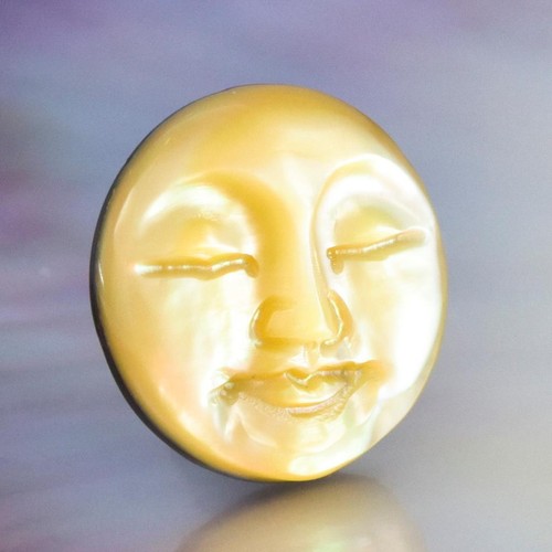 Moon Face Design Perlmutt Muschel & Paua Abalone Schnitzerei Cabochon 1,09 g - Bild 2 von 7