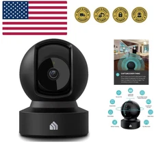 Indoor Pan-Tilt Home Security Camera, 1080p HD Dog Camera w/Night Vision, Mot...