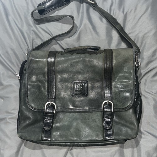 Handgefertigte Leder Tech Organizer Laptop Messenger Bag - Dunkelgrün Robust