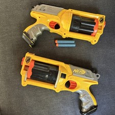 Two Yellow Nerf N-Strike Maverick Rev-6 Foam Dart Blaster Toy Gun Revolver 2004