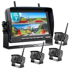 4ch 7" Digital Wireless Quad Monitor DVR 1080P Camera For Truck Trailer Caravan