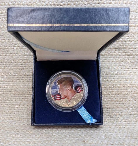 1966 40% Silver Colorized Kennedy Encased Half Dollar 260401