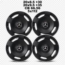 20x8.5 20x9.5 Staggered Matte Black Aero Wheels 5x112 Et3035 Mercedes Set 4