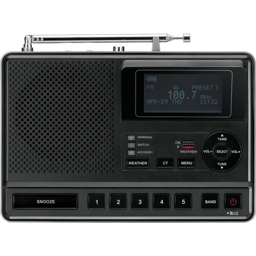 Radio meteorológica Sangean CL 100 NOAA AM FM alerta pública alarma doble diseño compacto - Imagen 2 de 7