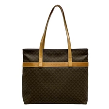 Celine Macadam Shoulder Bag Brown Leather Used