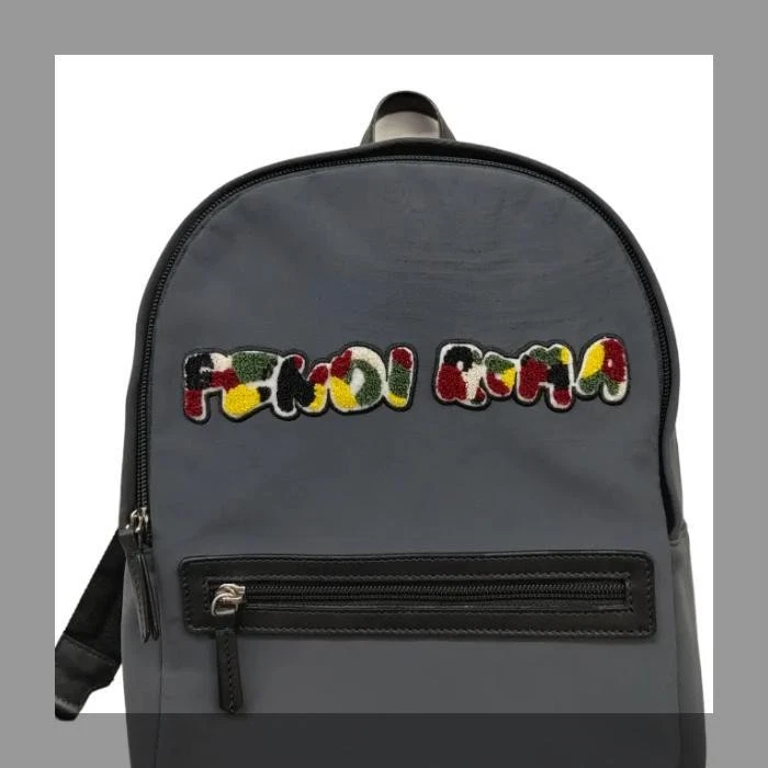 Mochila Fendi de couro náilon preta mochila de viagem bolsa escolar MBc1752 - Imagem 3 de 4