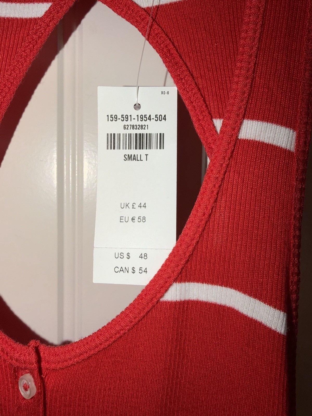 Abercrombie & Fitch Red White Striped Racerback Dress Small Tall NWT, photo 4