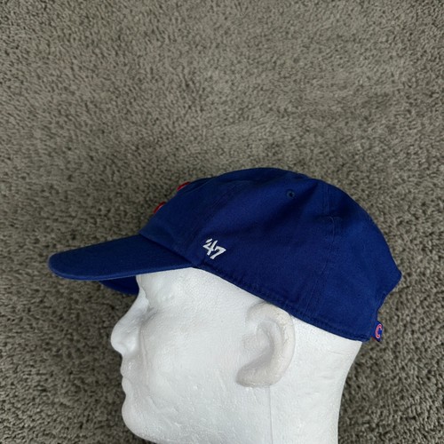 Cappello Chicago Cubs Uomo OS Blu Strap Back Berretto Regolabile MLB Baseball '47 LEGGI - Foto 4 di 10