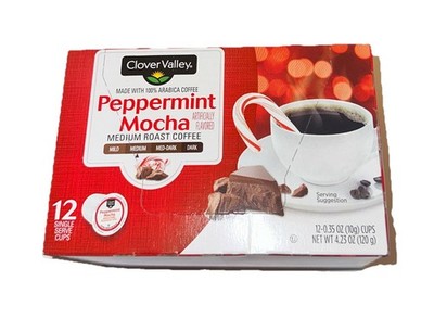 Clover Valley Peppermint Mocha Medium Roast Coffee 12 Single Serve