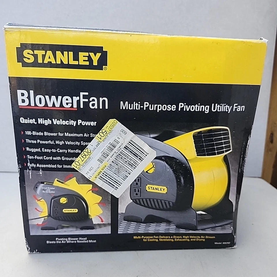 Soplador utilitario de alta resistencia, ventilador de piso portátil de 3 velocidades con toma de corriente y pivotante Foto 4 de 4