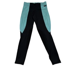 Kerrits Riding Pants Womens Medium Black Teal Equestrian Breeches USA Grip