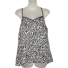 Banana Republic Women Size Medium Zig Zag Camisole Top Black White