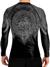 Raven Fightwear Men's Celtic Rash Guard BJJ MMA Black/Grey 