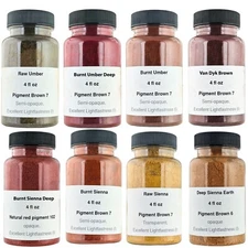 Earth Burnt Sienna Pigment Dry Powder   set 8 X 4 fl. oz