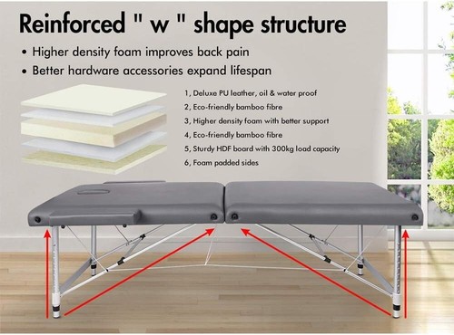 Portable Massage Table 2 Fold 55cm Wide Foldable Aluminium Beauty SPA Table Tre - Picture 9 of 9