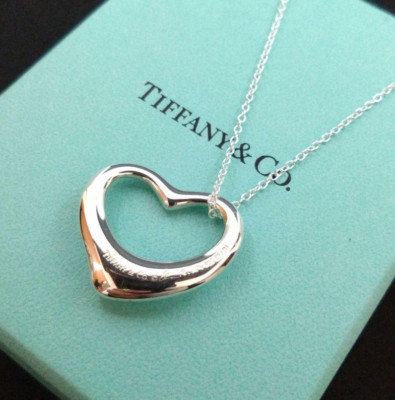 Tiffany & Co Sterling Silver 925 Elsa Peretti Open Heart Necklace  Pendant M