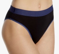MAIDENFORM Naturally Soft Black Blue High Leg Brief Panty Womens Sz S 5 M 6