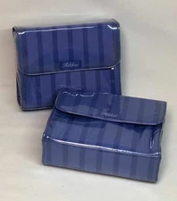 2x Fekkai Cosmetic Travel Makeup Bag - Striped Lavender Blue - New