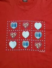Vtg Screen Stars Best Made in USA 1990 Endless Designs Hearts Single Stitch Sz L