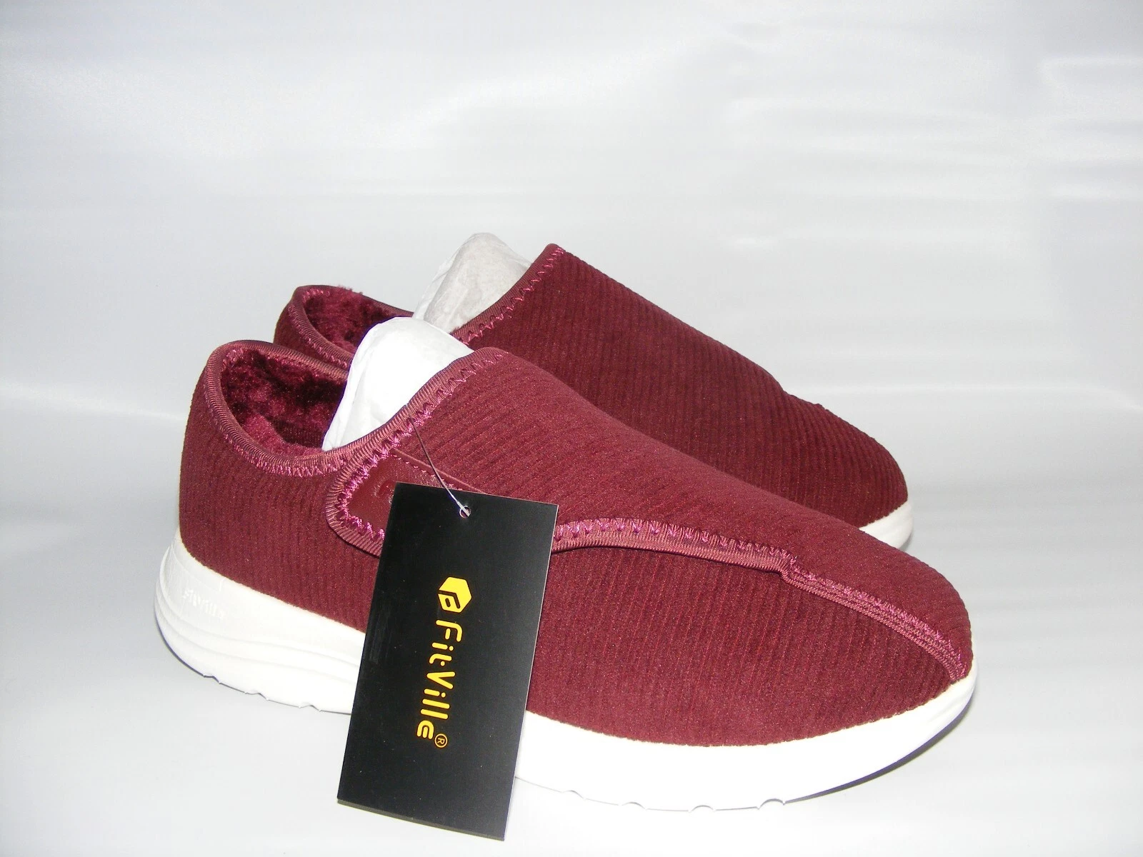FitVille Womens Size 8.5 EW Burgundy Diabetic Shoes Hook Loop Closure New