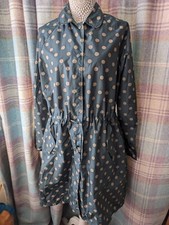 Cath Kidston Long Green Polka Dot Mac Raincoat Size M / L 44"