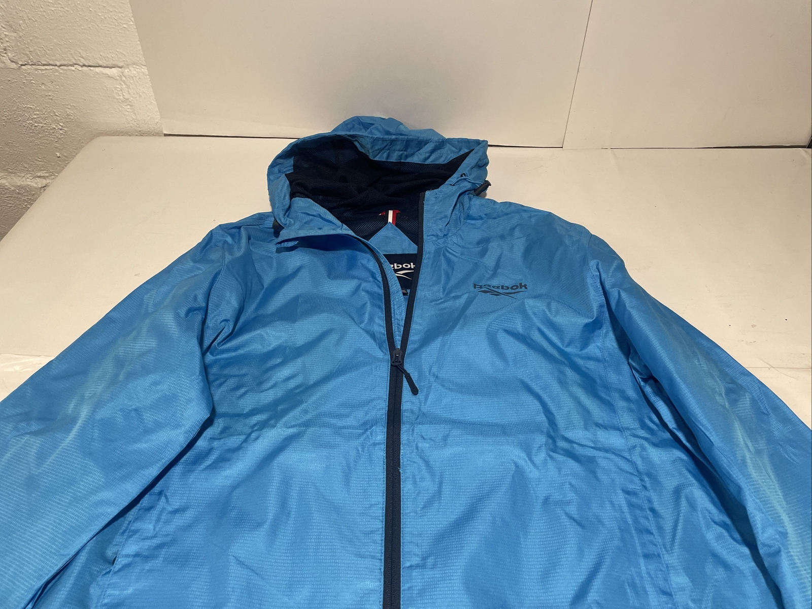 Reebok Jacket Windbreaker Men's Blue Outerwear Full Zip Hooded Golf New Large