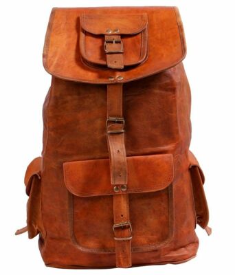 Handmade Vintage Leather Backpack Rucksack Laptop Messenger 2 In 1 Bag Unisex