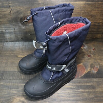 Kamik Snowbank Boots Waterproof Winter Youth Boys Girls Snow Boots Size  Navy
