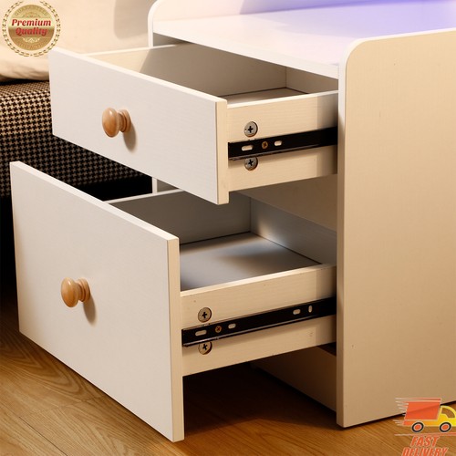 2PCS Modern Bedside Table Nightstand Sofa Beside Table Drawer Chest W/ 2 Drawers - Picture 12 of 12